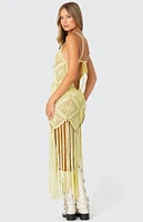 Edikted Fringey Crochet Maxi Dress