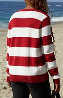 John Galt Red & White Striped Martha Sweater