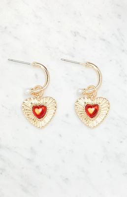 Red Heart Charm Earrings