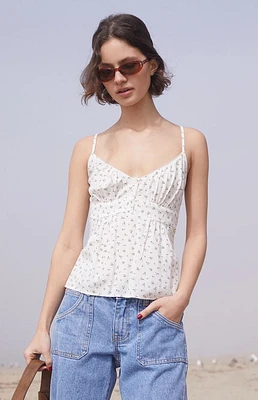 John Galt White & Black Floral Tiffany Tank Top