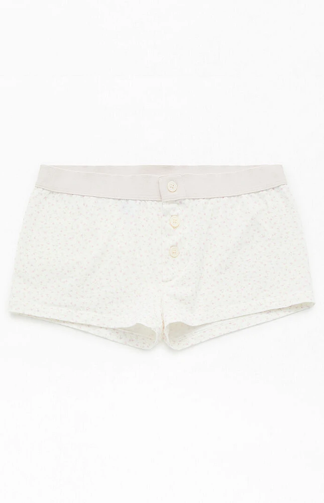 John Galt White & Pink Floral Boyshorts