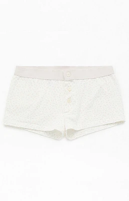 John Galt White & Pink Floral Boyshorts