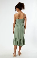 LA Hearts Linen Bustier Midi Dress