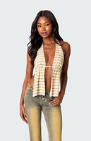 Textured Open Back Halter Top