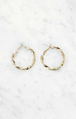 Gold Twisted Hoop Earrings