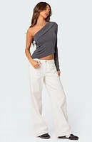 Edikted Fold Over One Shoulder Top