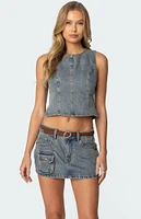 Edikted Quinlan Open Back Denim Top