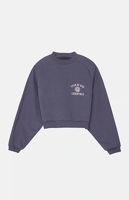 Fear of God Essentials Women's Marine University Fleece Cropped Crew Neck Sweatshirt