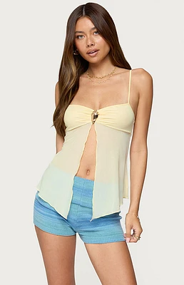 Edikted Reeve Split Front Sheer Mesh Top