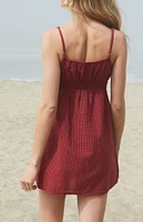 John Galt Burgundy Plaid Embry Mini Dress