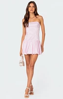 Bubble Skirt Satin Mini Dress