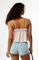 LA Hearts Linen V-Neck Babydoll Tank Top
