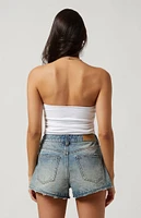 PacSun Medium Indigo Distressed Denim Mom Shorts