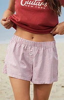 John Galt Red & White Gingham Keira Boxer Shorts