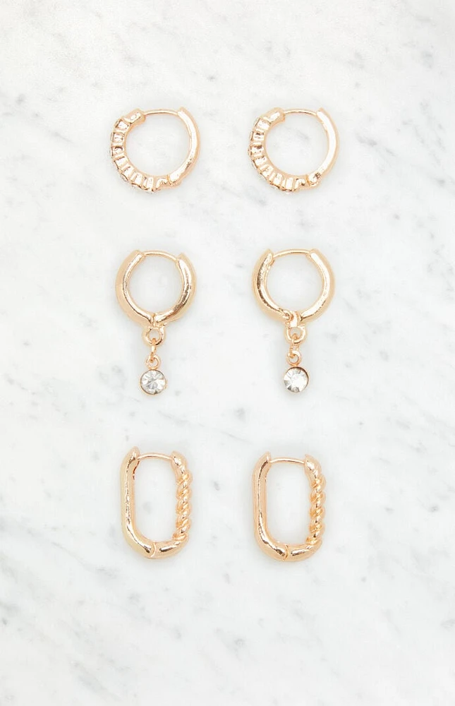 LA Hearts 3 Pack Mini Hoop Earrings