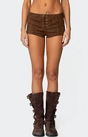 Edikted Sloane Faux Suede Micro Shorts