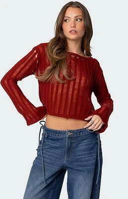 Edikted Sagir Sheer Ladder Knit Top