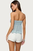Edikted Beadie Sheer Chiffon Strapless Top