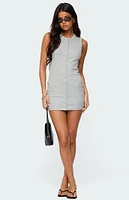 Edikted Rey Button Up Ribbed Mini Dress