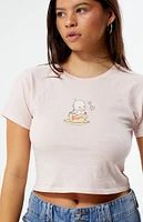 Kewpie Teacup Raglan Cropped T-Shirt