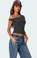 Edikted Keryn Striped Asymmetric Top