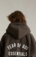 Fear of God Essentials Brown Brushed Yarn Hooded Bomber Jacket