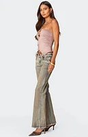 Edikted Ring Cut Out Asymmetric Strapless Top