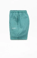 PacSun Aqua Striped Seersucker 4.5" Swim Trunks