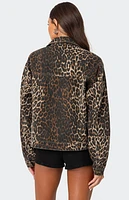 Edikted Leopard Print Denim Jacket
