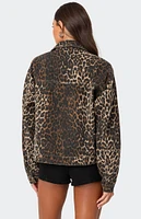 Edikted Leopard Print Denim Jacket