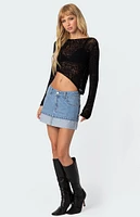 Edikted Folded Denim Mini Skirt