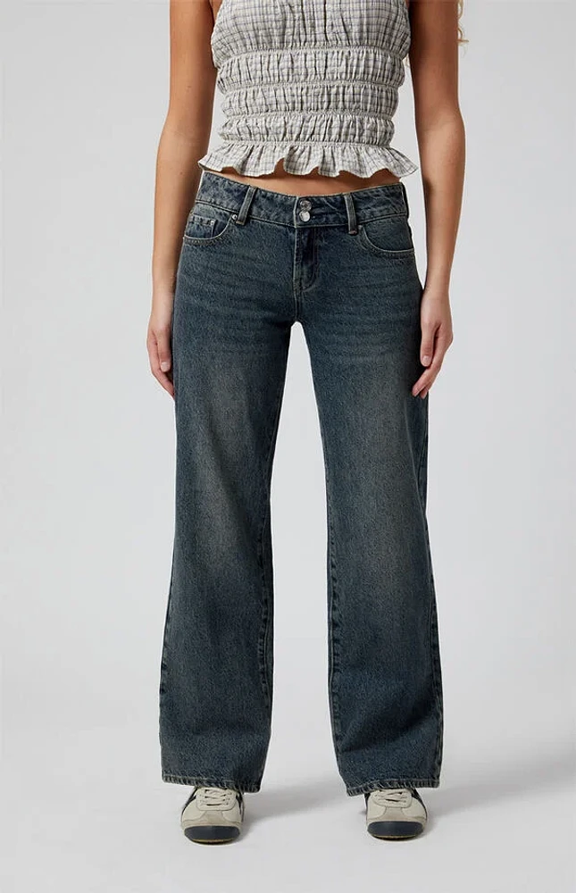 Pacsun Zoe Low Rise Girlfriend Jeans Dark Indigo