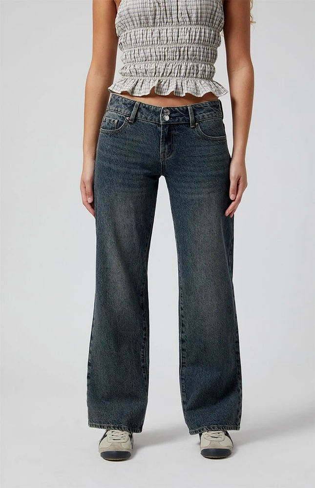 PacSun Dark Indigo Low Rise Girlfriend Jeans