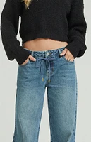 PacSun Casey Medium Indigo Drawstring Low Rise Baggy Jeans