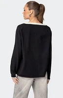 Edikted Contrast V Neck Knit Sweater