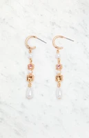 LA Hearts Pearl Flower Drop Earrings