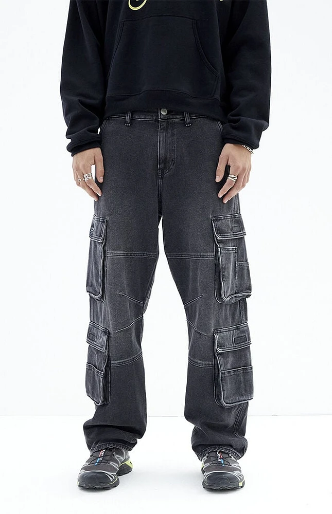 PacSun Black Wash Baggy Cargo Jeans