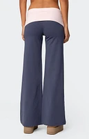 Edikted Wide Leg Contrast Fold Over Pants