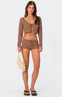 Edikted Betsy Tie Front Knitted Shorts