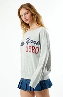 PacSun New York 1980 Off-The-Shoulder Sweatshirt