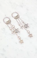 LA Hearts Silver Star Charm Dangle Earrings