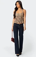 Edikted Tiger Printed Mesh Babydoll Top