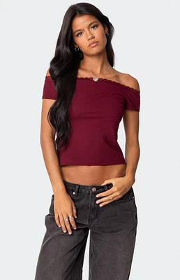 Edikted Xoe Off Shoulder Lace Trim Top