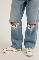 Pacsun Dylan Ripped Knee Baggy Jeans Light Indigo