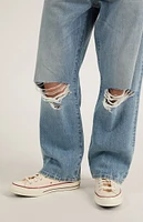 PacSun Dylan Ripped Knee Baggy Jeans Light Indigo