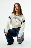 Tommy Jeans Varsity V-Neck Cropped Sweater