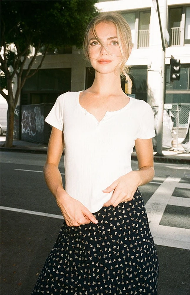 John Galt White Zelly Short Sleeve Top