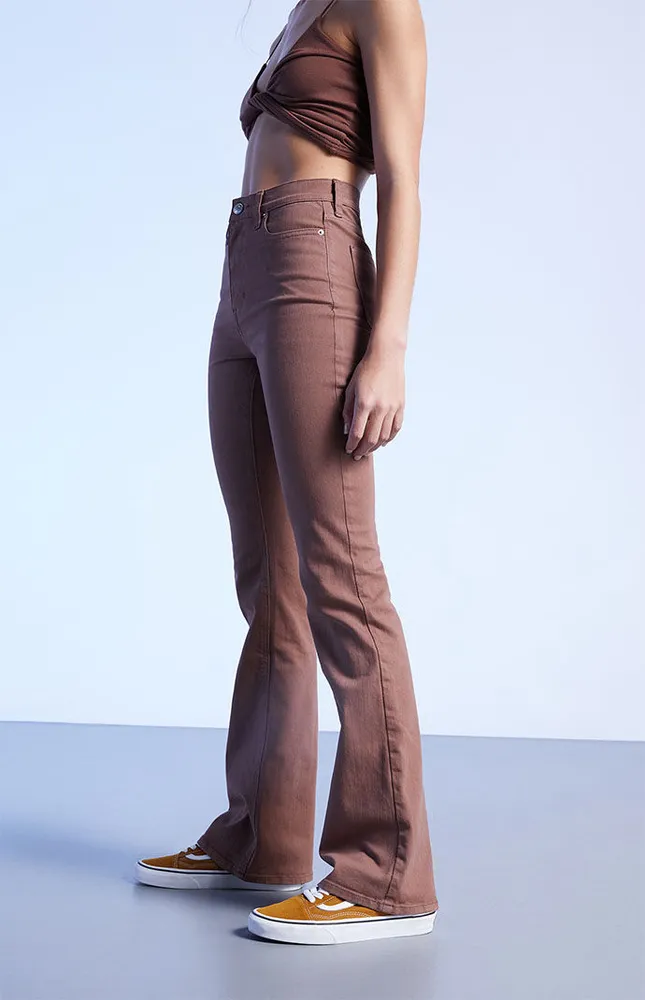 Brown High Waisted Slim Flare Jeans