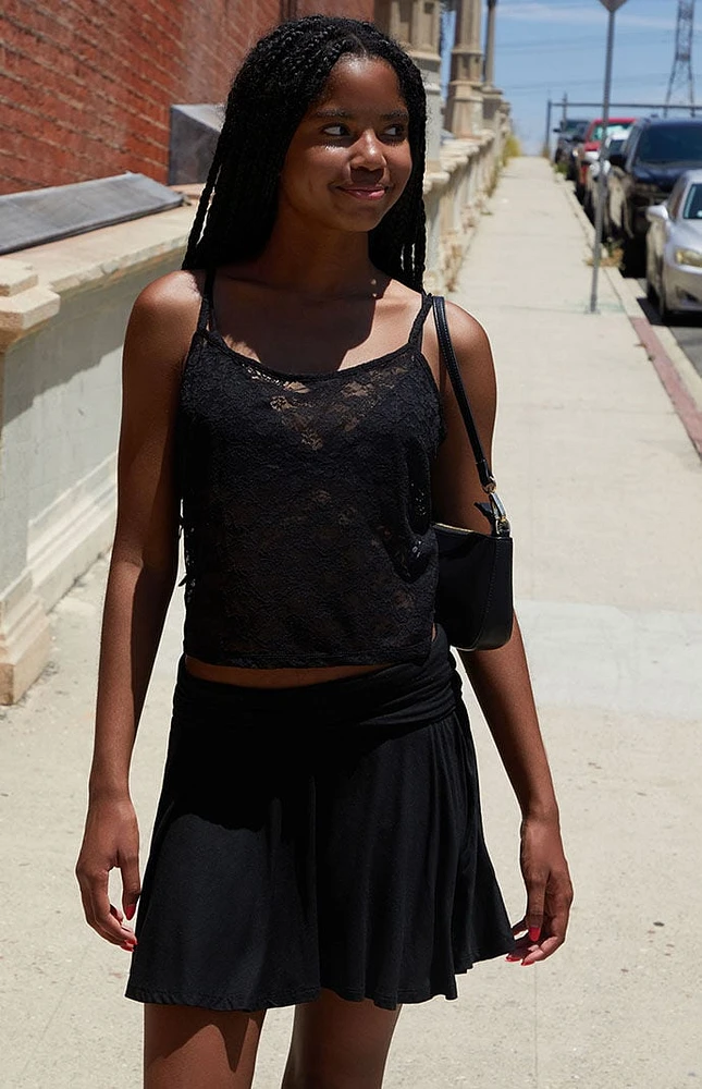 John Galt Black Lace Tank Top