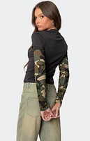 Edikted Camo Layered Long Sleeve T-Shirt